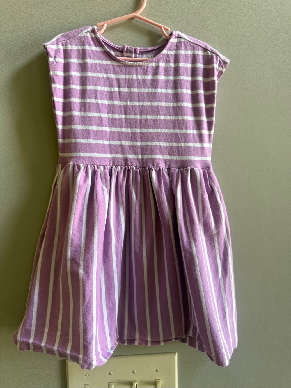Primary Lavender and White Striped Cotton Dress